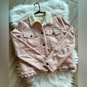 Womens Medium Blush Pink Corduroy, Fleece Lined Jacket by Harper